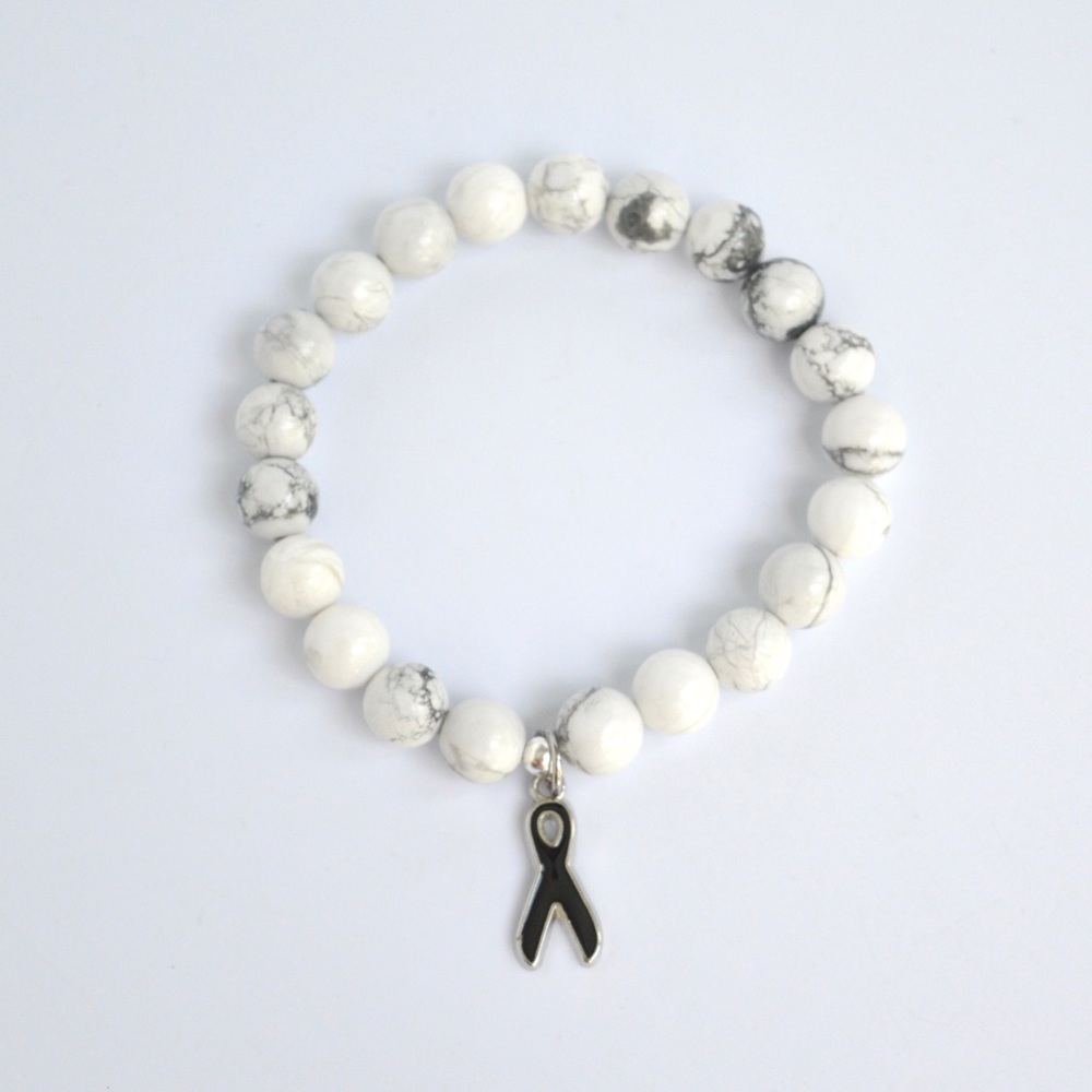 MELANOMA Awareness Howlite Beaded Bracelet